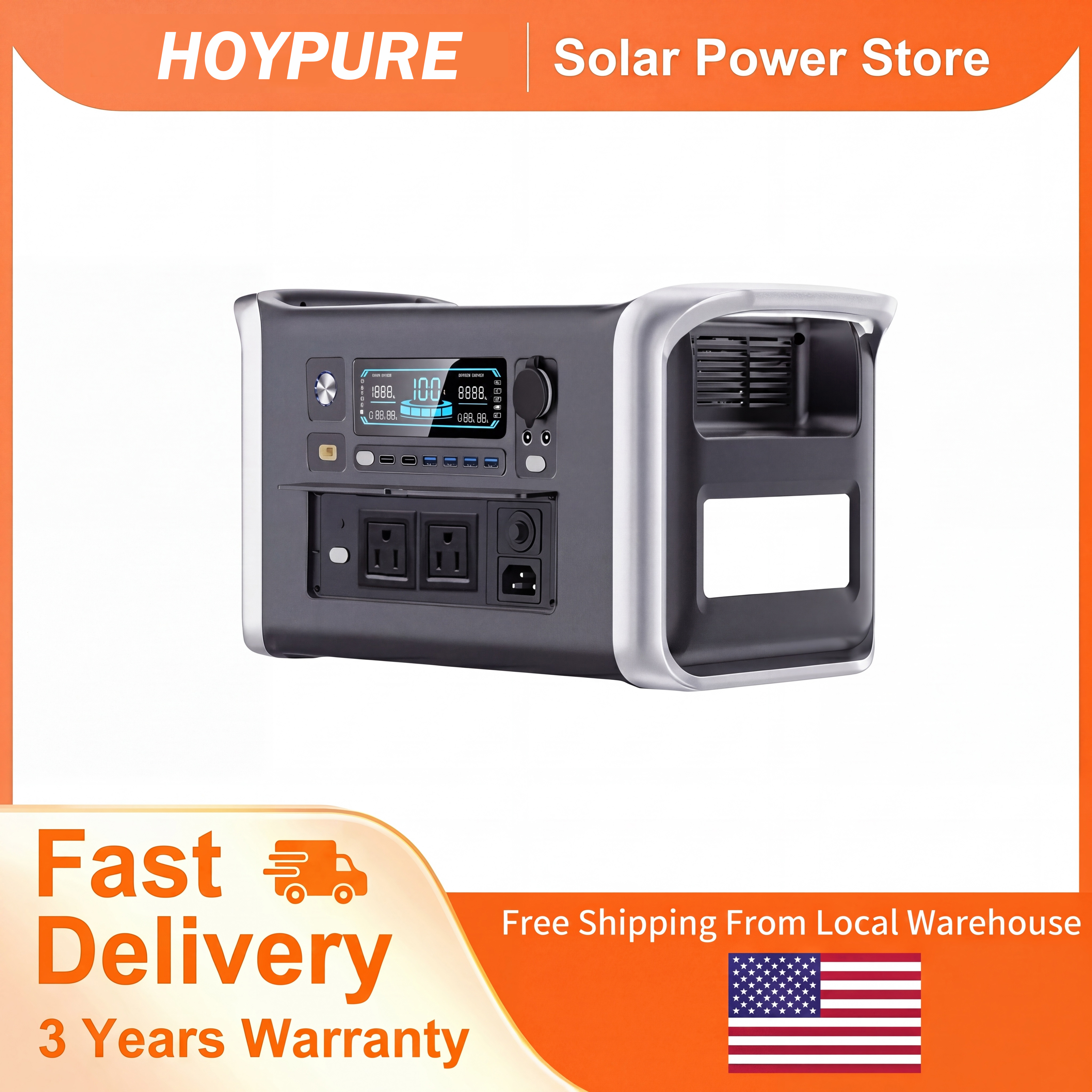 Outdoor Power Bank With Ac Outlet - 1024Wh Power Bank, LiFePO4 Solar Generator,