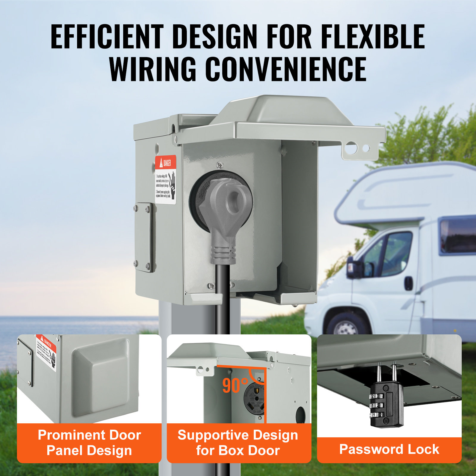 Outdoor Power Receptacle Box - 30 Amp RV Power Outlet Box,