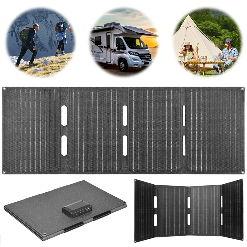 Outdoor Power Distribution Panel - 80W Folding Solar Panel IP65 Waterproof