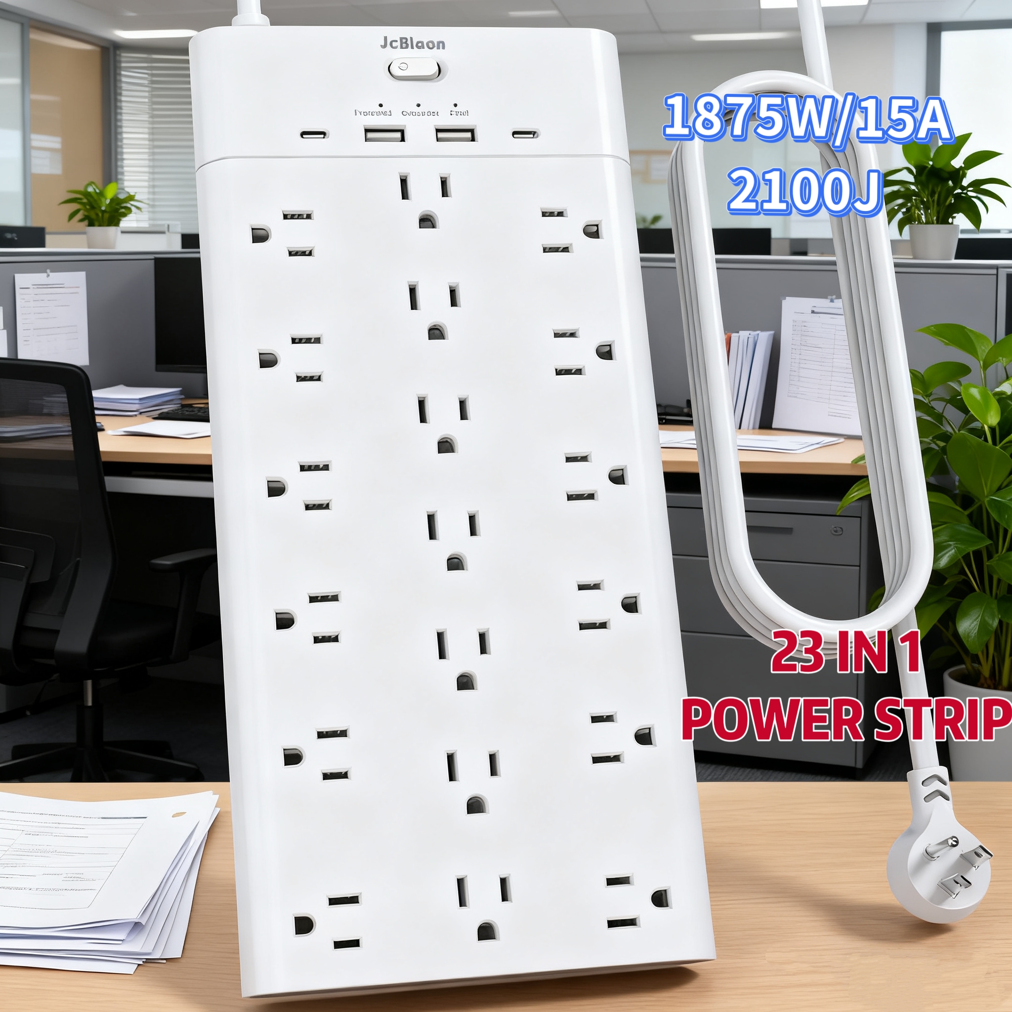 Outdoor Power Strip - (1875W/15A,2100J)Power Strip 23 IN 1 US