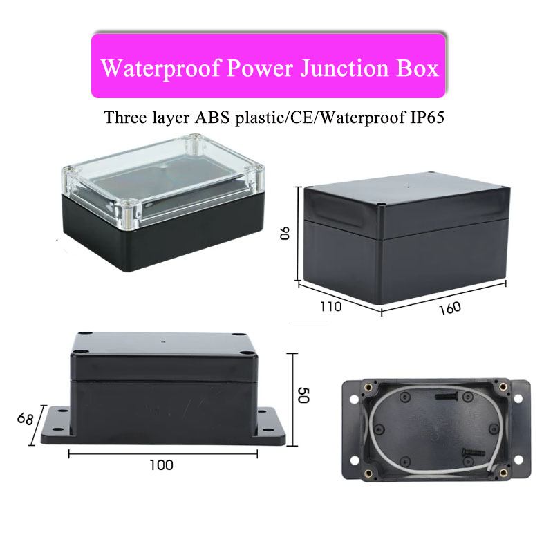 Outdoor Power Junction - ABS Plastic Black Triple Waterproof Box