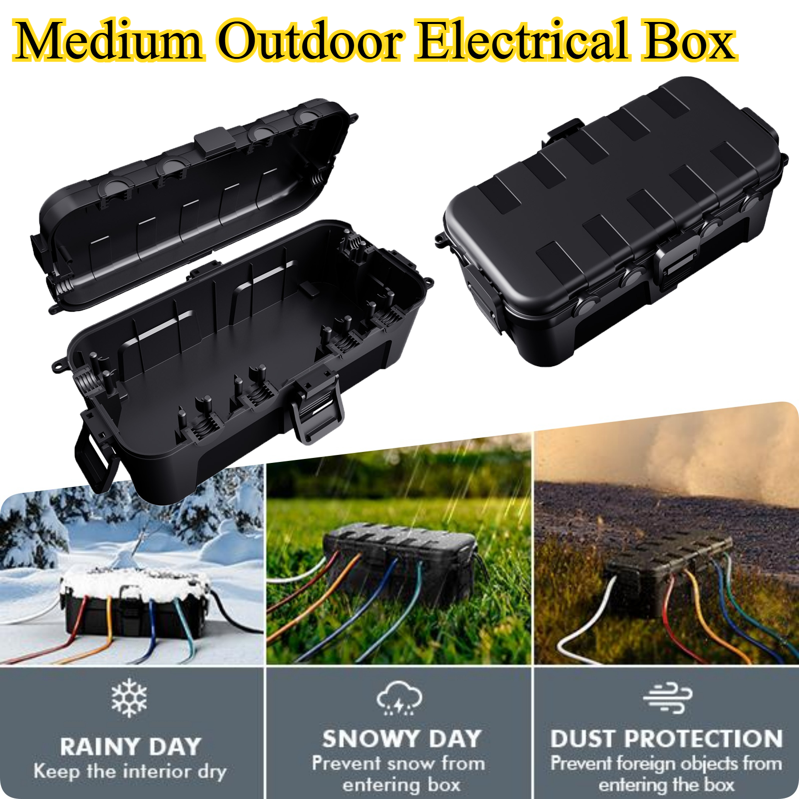 Outdoor Use Power Strip - 2Pcs Black Medium IP54 Waterproof Outdoor