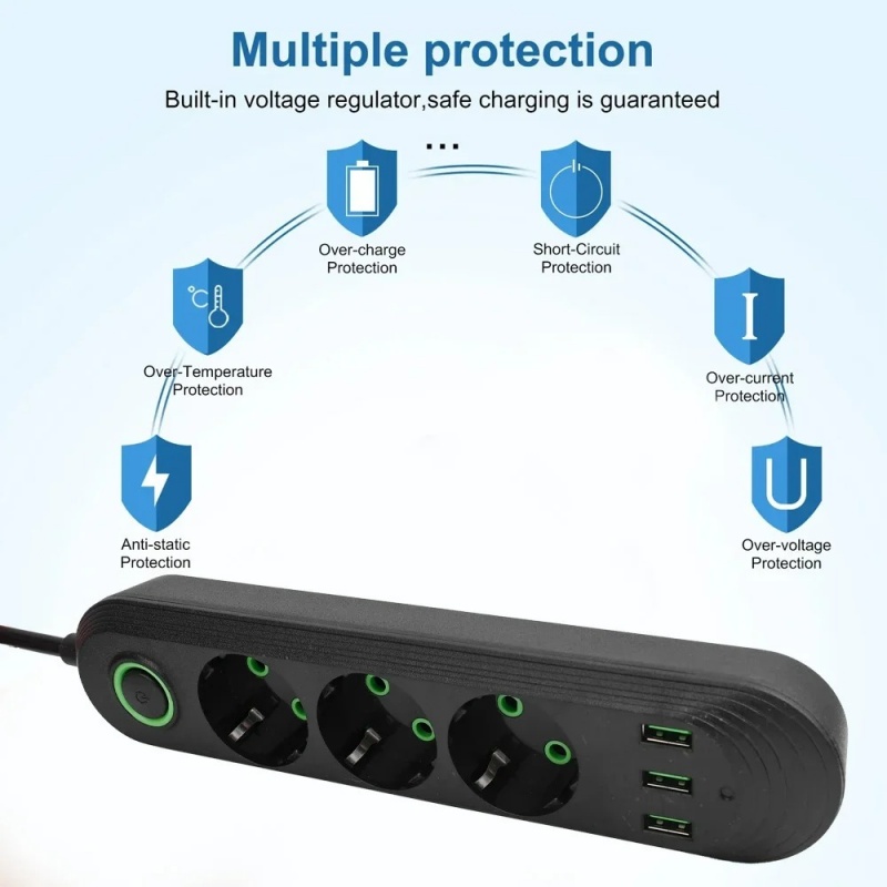 EU Plug AC Outlet 2500W Multip - Outdoor Power Strip review and price