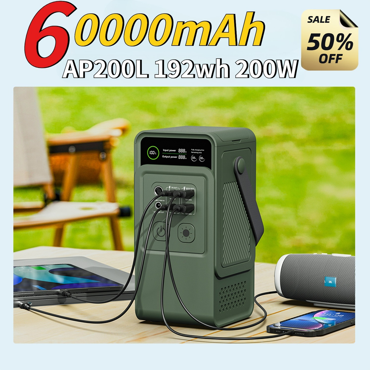 60000mAh 200W 192Wh Camping Po - Portable Generator Inverter review and price
