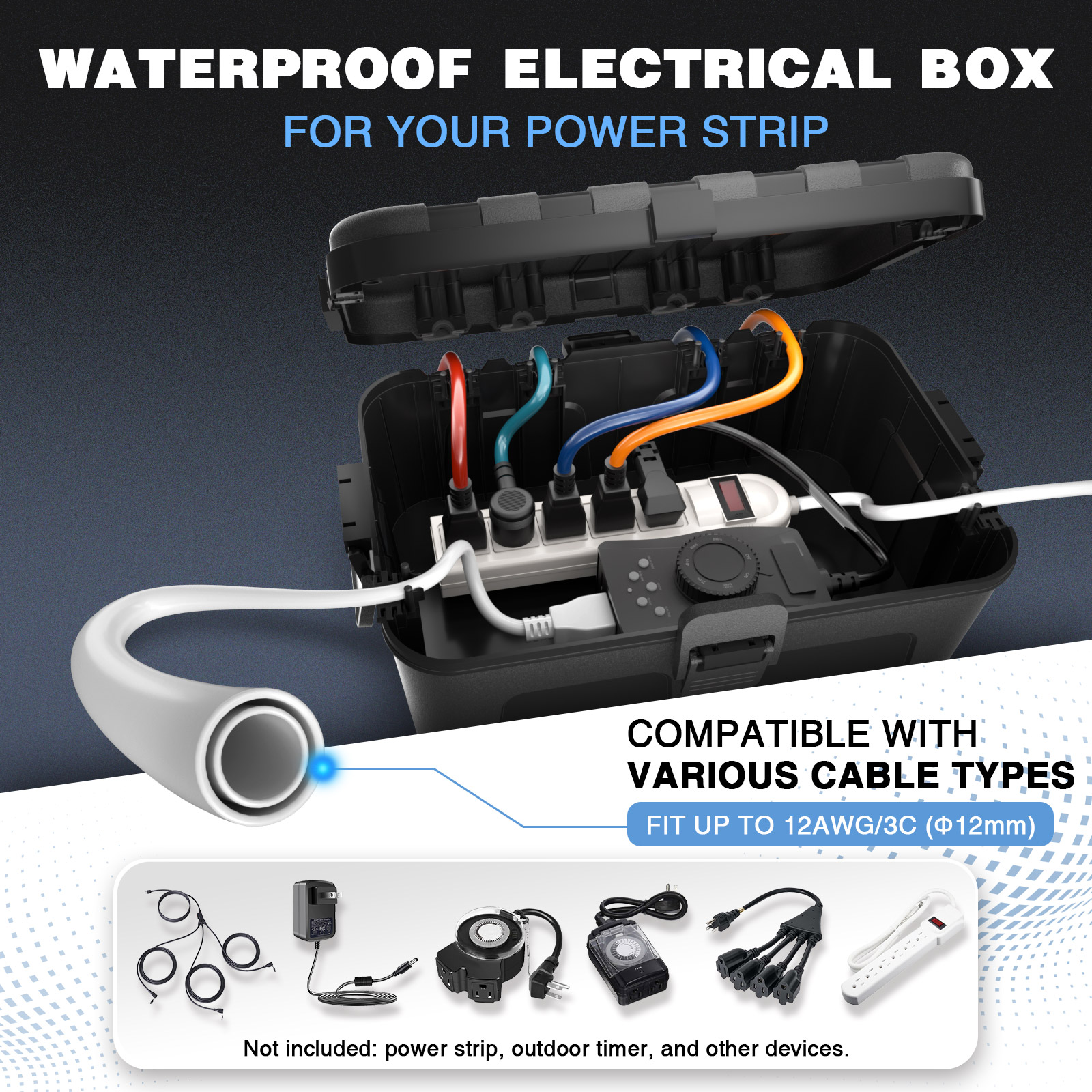 32x22x13cm Waterproof Cable Bo - Outdoor Use Power Strip review and price
