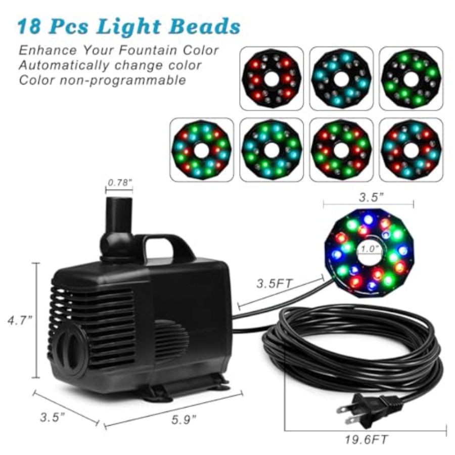 45W 792 GPH LED Pond Pump with - Water Pump Submersible review and price