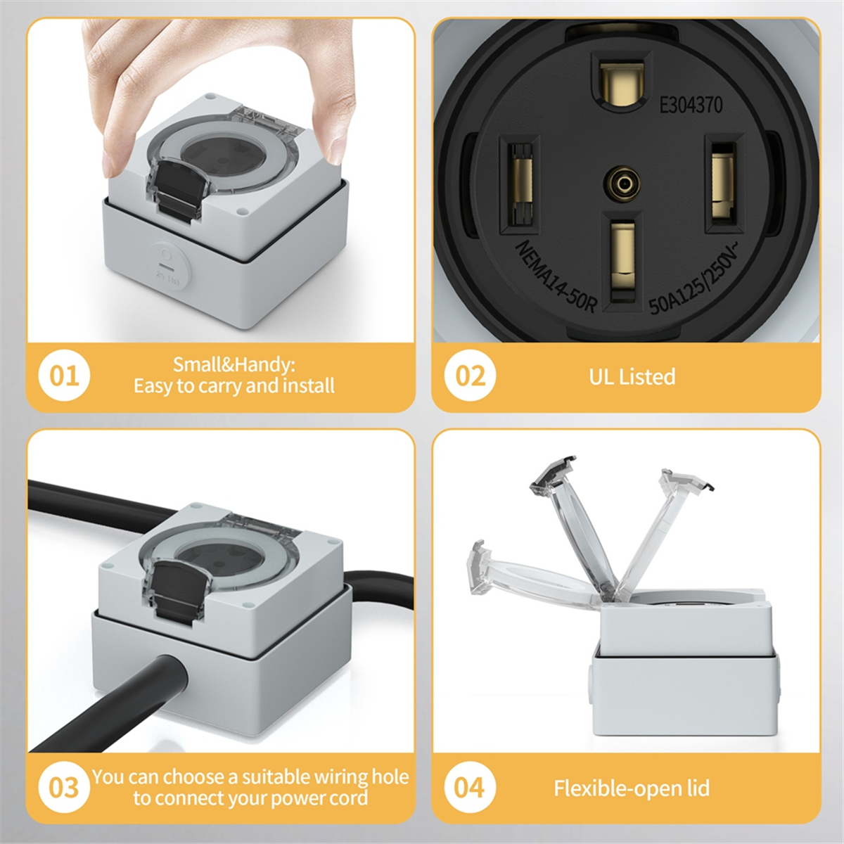 AT16 50Amp Power Outlet Box,12 - Outdoor Power Receptacle Box review and price
