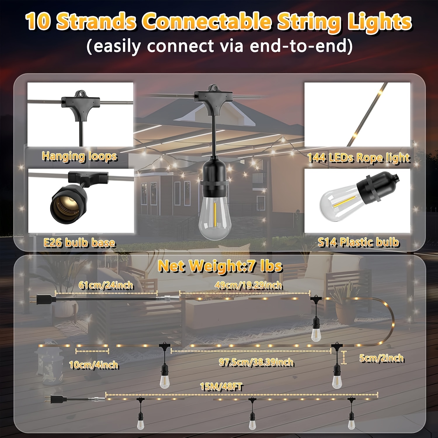 BEATINEON Outdoor String Light - Outdoor Power Strip review and price