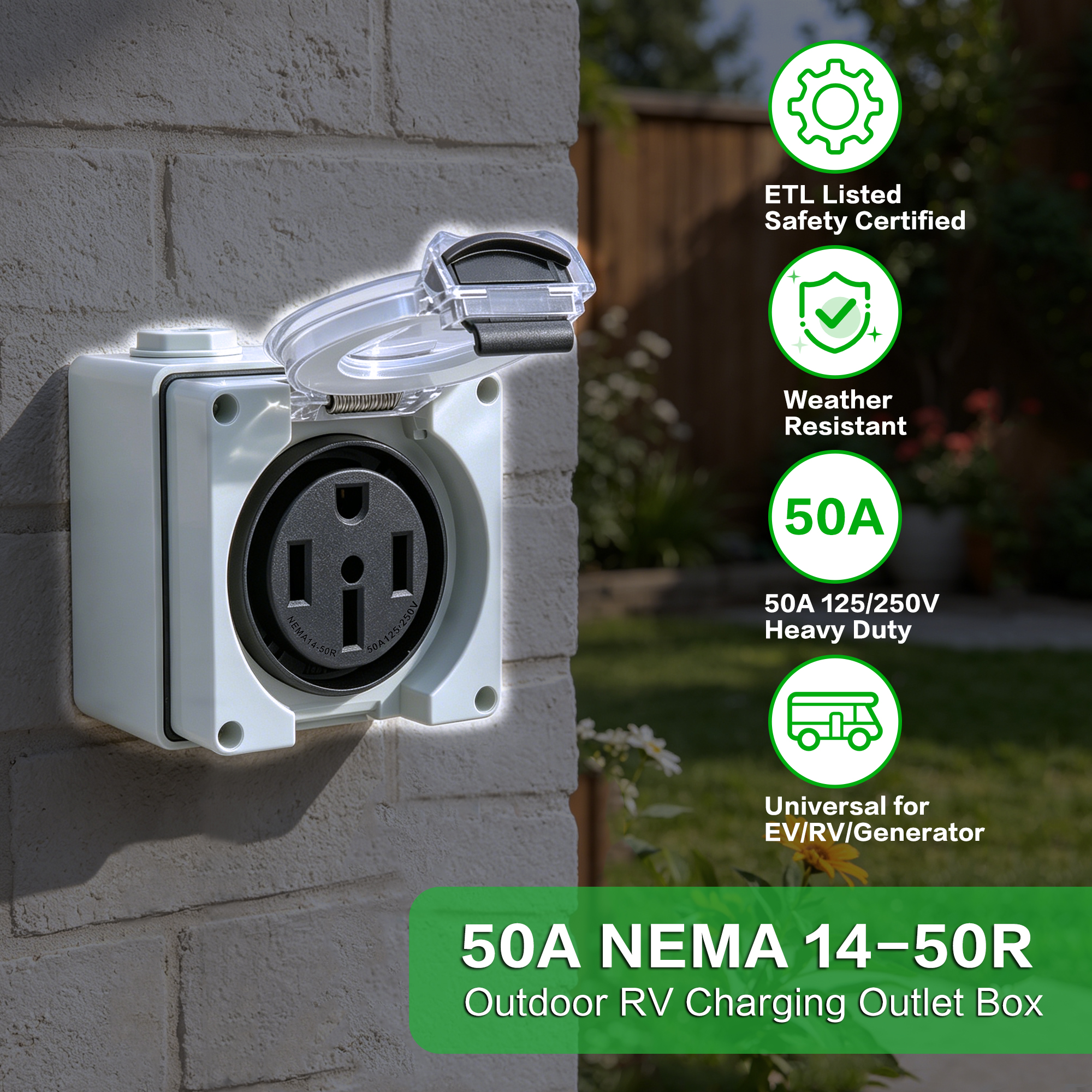 50 Amp RV Outlet Box NEMA 14-5 - Outdoor Power Receptacle Box review and price