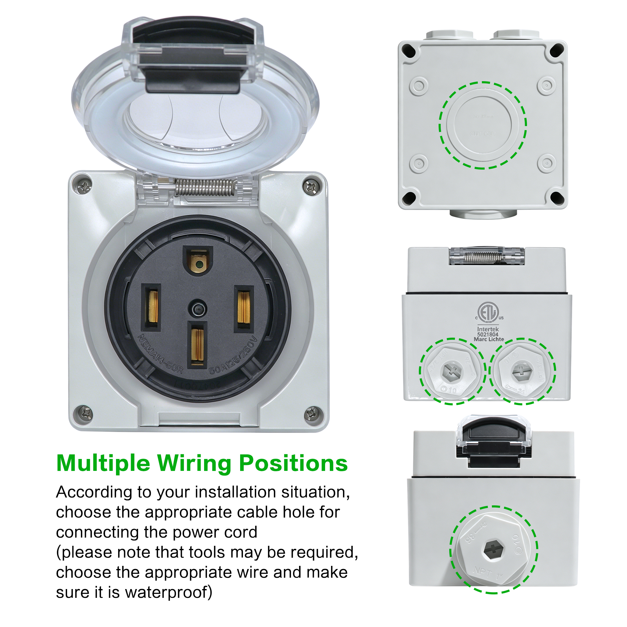 50 Amp RV Outlet Box NEMA 14-5 - Outdoor Power Receptacle Box review and price