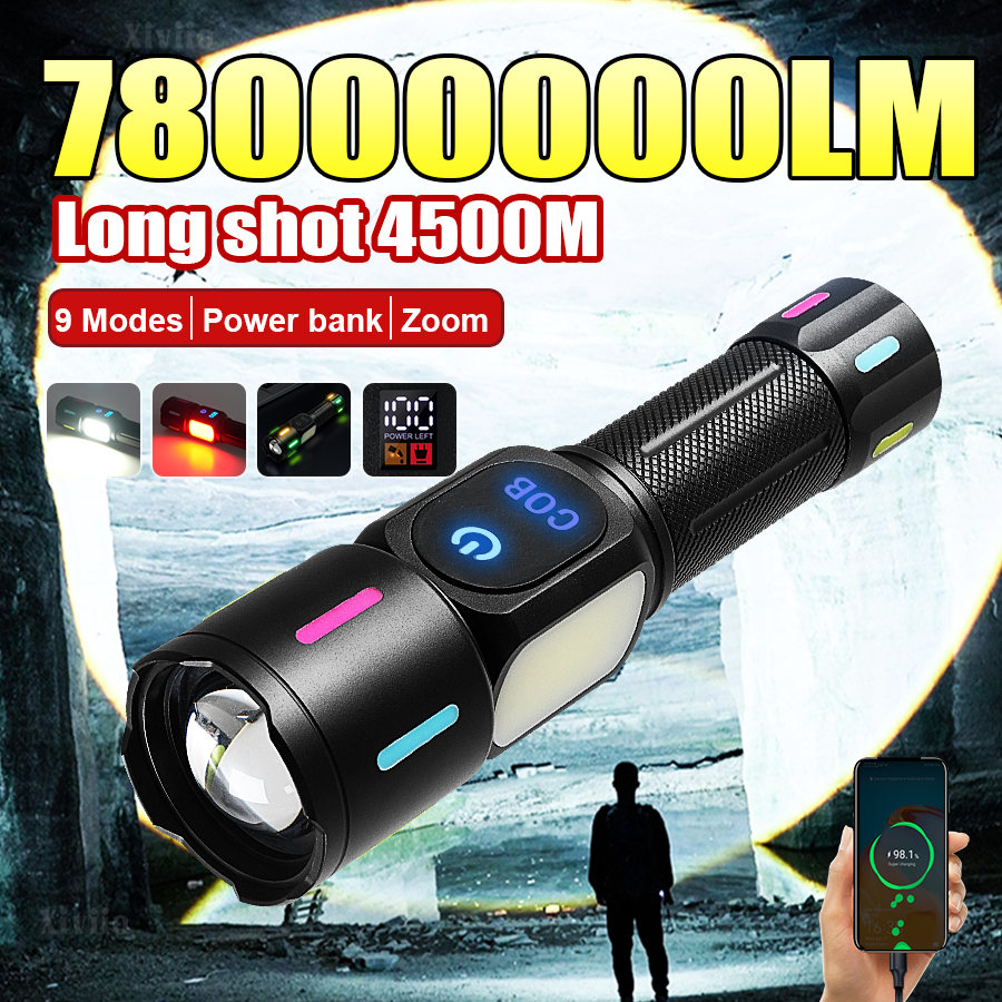 78000000LM LED Flashlight Whit - Outdoor Power Meter Bike review and price
