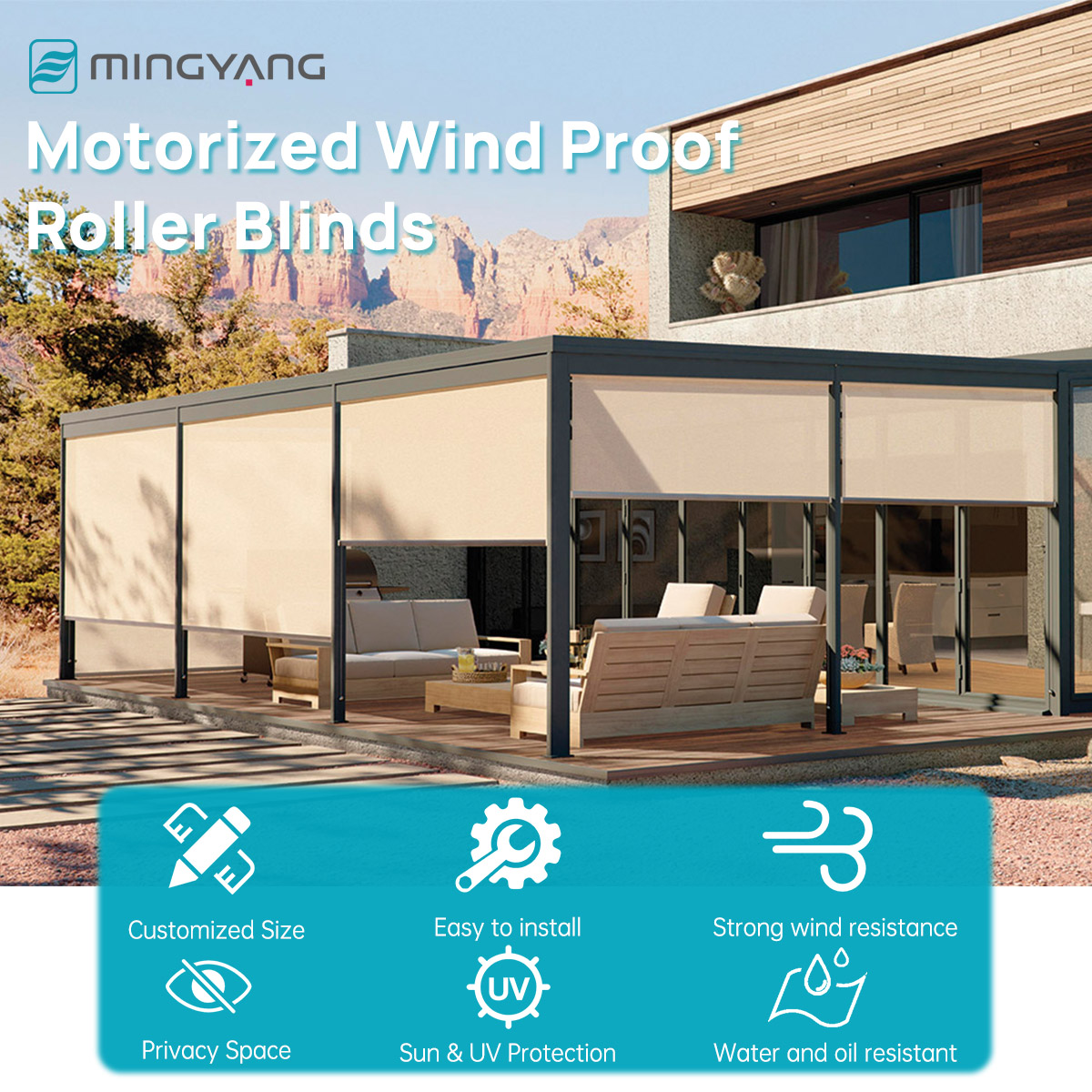 Built-In Waterproof Windproof  - Outdoor Power Blinds review and price