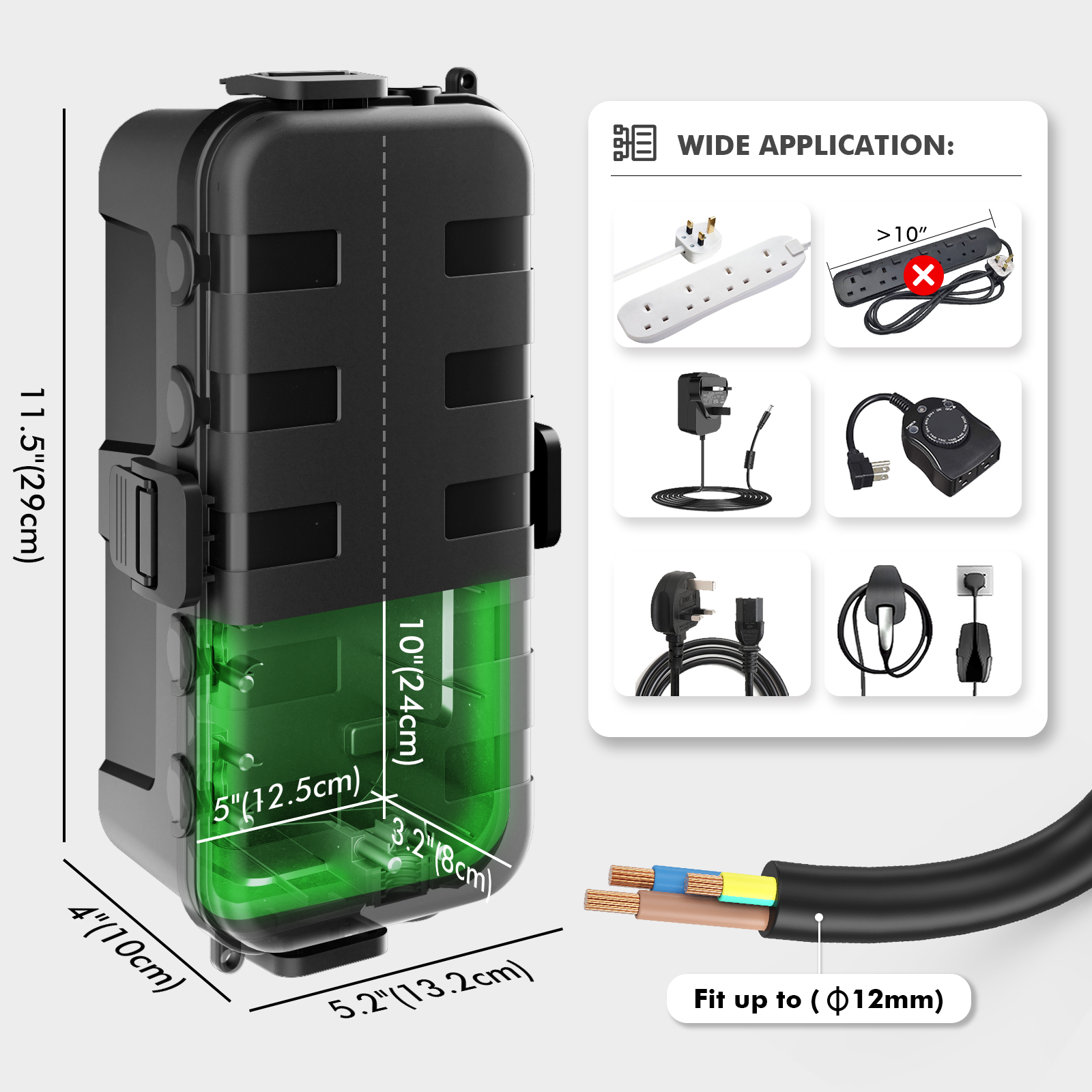2Pcs Black Medium IP54 Waterpr - Outdoor Use Power Strip review and price